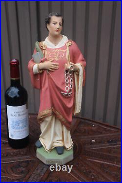 Antique rare ceramic SAINT LEONARDUS statue figurine religious