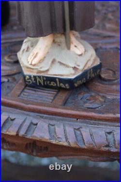 Antique rare ceramic statue saint nicholas of flue statue figurine religious