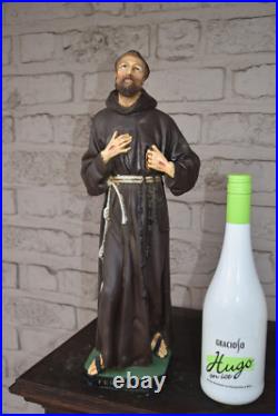 Antique rare chalk statue saint Francis of Assisi religious