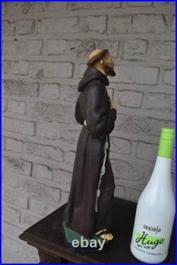 Antique rare chalk statue saint Francis of Assisi religious