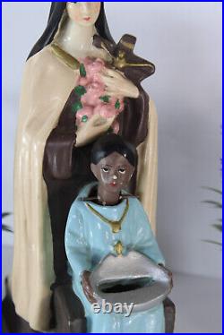 Antique rare missionary money box religious nodding black boy saint theresia