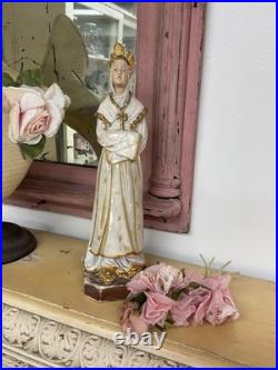 Antique religious Christian Statue-Our Lady Of La Salette Chalk Ware 1920s #