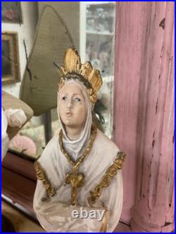 Antique religious Christian Statue-Our Lady Of La Salette Chalk Ware 1920s #
