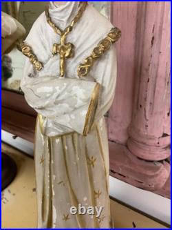 Antique religious Christian Statue-Our Lady Of La Salette Chalk Ware 1920s #
