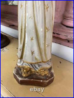 Antique religious Christian Statue-Our Lady Of La Salette Chalk Ware 1920s #