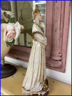 Antique religious Christian Statue-Our Lady Of La Salette Chalk Ware 1920s #