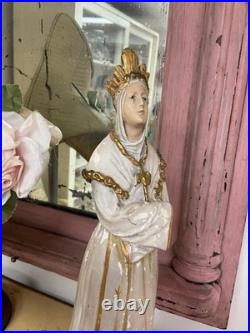 Antique religious Christian Statue-Our Lady Of La Salette Chalk Ware 1920s #