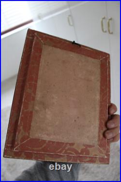 Antique religious Crucifix 5 relic holder stones frame plaque rare