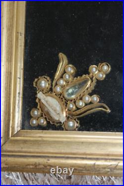 Antique religious Crucifix 5 relic holder stones frame plaque rare