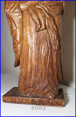 Antique religious Folk Art Mary Jesus hand carved wood sculpture statue Santos