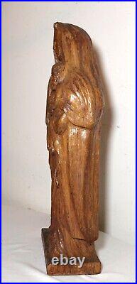 Antique religious Folk Art Mary Jesus hand carved wood sculpture statue Santos