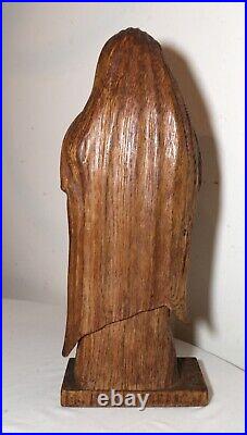 Antique religious Folk Art Mary Jesus hand carved wood sculpture statue Santos