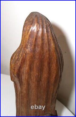 Antique religious Folk Art Mary Jesus hand carved wood sculpture statue Santos