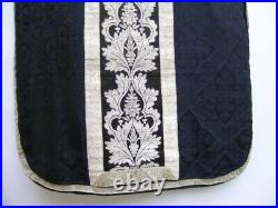 Antique religious black funeral vestment/chasuble with silverthread (chasuble)