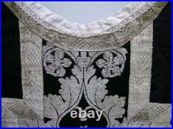 Antique religious black funeral vestment/chasuble with silverthread (chasuble)