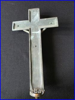 Antique religious bronze brass Baroque style crucifix cross