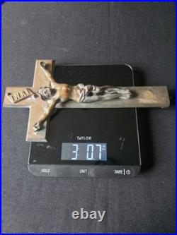 Antique religious bronze brass Baroque style crucifix cross