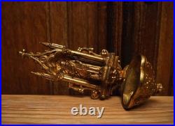 Antique religious bronze brass wall hanging Holy water font Saint Germaine Lamb