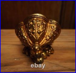 Antique religious bronze brass wall hanging Holy water font Saint Germaine Lamb