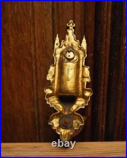 Antique religious bronze brass wall hanging Holy water font Saint Germaine Lamb