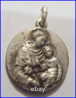 Antique religious catholic Saint Anthony relic touched tongue pendant 54878