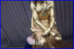 Antique religious chalk gold gilt Jesus tied figurine statue Rare