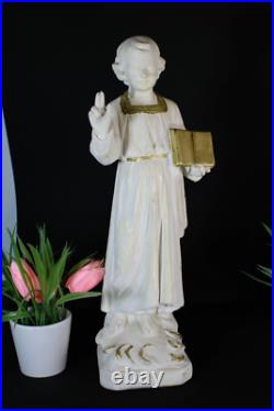 Antique religious chalk young jesus figurine statue