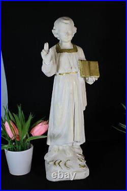 Antique religious chalk young jesus figurine statue