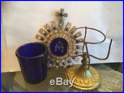 Antique religious church altar candle votive sanctuary lamp with rhinestone star