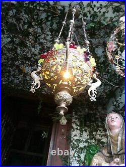 Antique religious church crystal chandelier Czechoslovakian glass