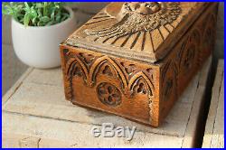 Antique religious church wood carved neo gothic religious putti angel Box