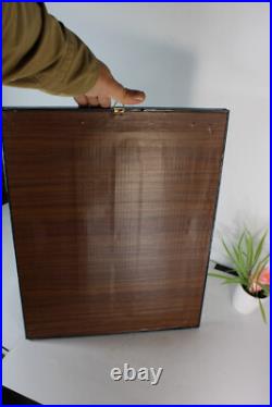 Antique religious embroidery wax mdaillon wall plaque