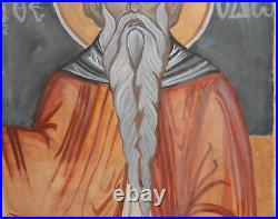 Antique religious gouache painting saint portrait icon