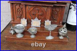 Antique religious home altar wood carved toys rare monstrance chalice 1900s