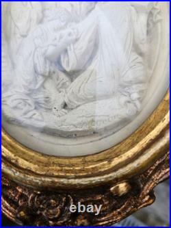 Antique religious meerschaum Christ falling cross to calvary plaque