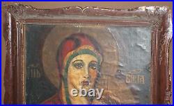 Antique religious oil painting portrait
