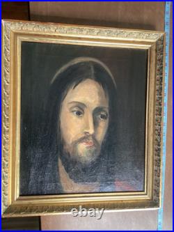 Antique religious painting Christ Jesus Holy Face 20th Century