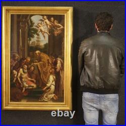 Antique religious painting Saint Jerome framework oil on canvas with frame 800