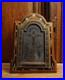 Antique-religious-prayer-ornate-desk-stand-silvered-and-leather-Calvary-Apostles-01-rg