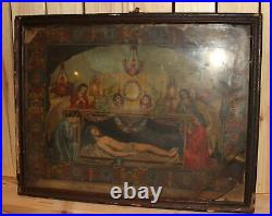 Antique religious print icon Jesus Christ burial