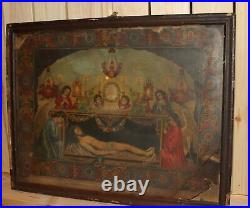 Antique religious print icon Jesus Christ burial