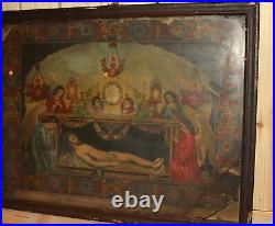 Antique religious print icon Jesus Christ burial