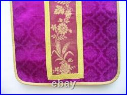 Antique religious purple vestment IHS (reliquary relic)