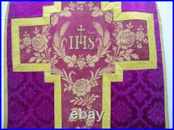 Antique religious purple vestment IHS (reliquary relic)