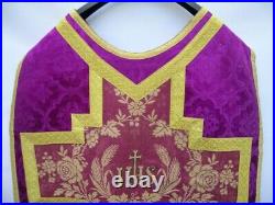 Antique religious purple vestment IHS (reliquary relic)