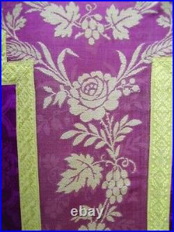 Antique religious purple vestment IHS (reliquary relic)