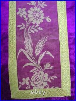 Antique religious purple vestment IHS (reliquary relic)