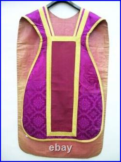 Antique religious purple vestment IHS (reliquary relic)