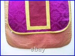 Antique religious purple vestment IHS (reliquary relic)