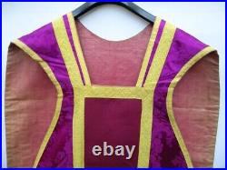 Antique religious purple vestment IHS (reliquary relic)